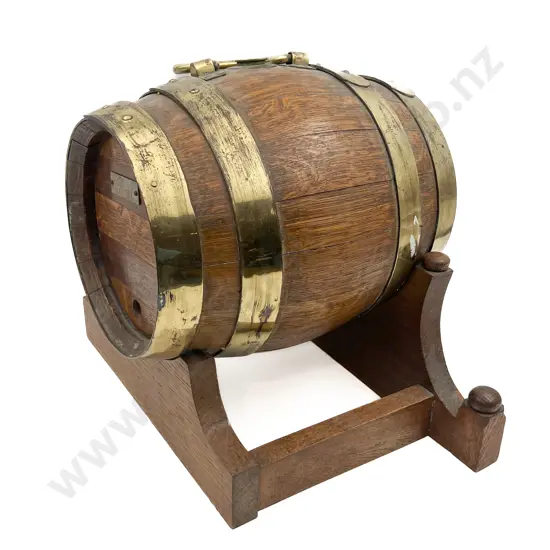 Oak and Brass Bound Barrel on Stand
