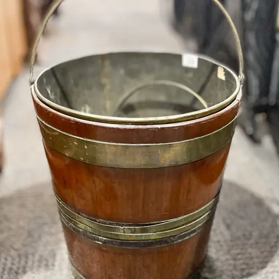 19th Century Irish Style Mahogany and Brass Bound Bucket