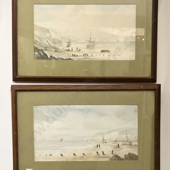 Two Watercolor Harbor Scenes Signed "Williams"