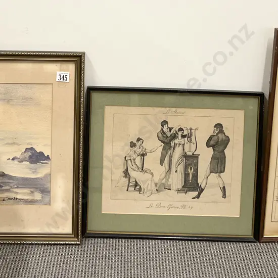 E. Athea Watercolor Together With Two Prints (3)