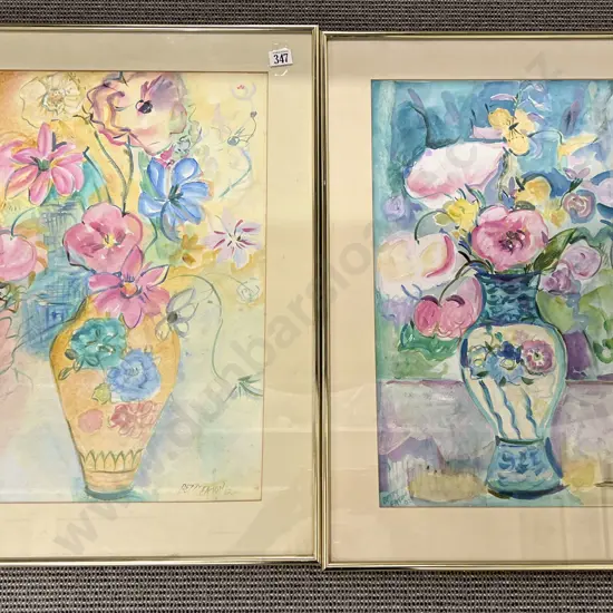 Two Betty Eaton Watercolor Floral Still Lifes