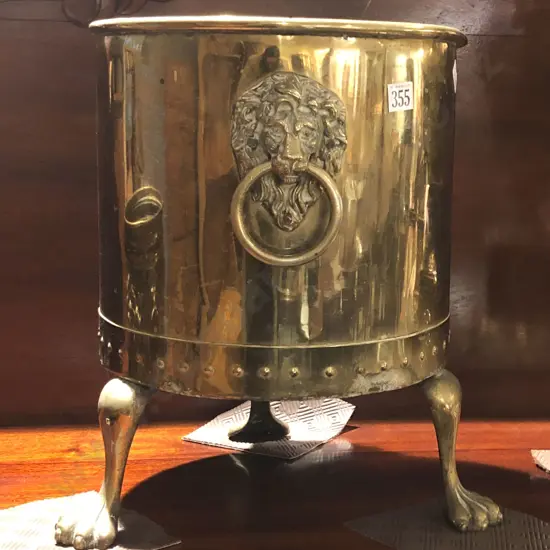 Brass Coal Bin with Claw Feet