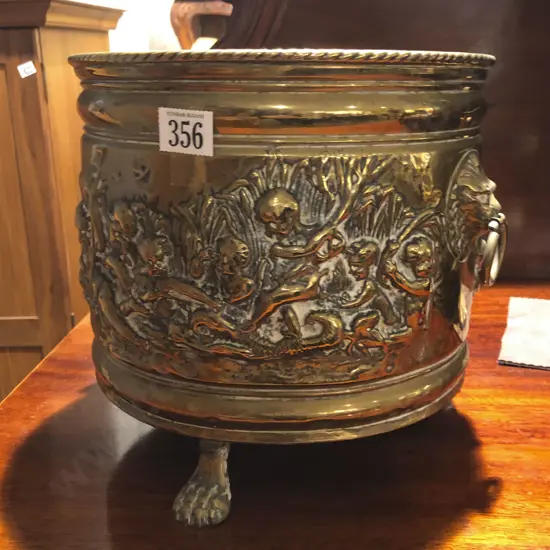 Small Brass Embossed Planter