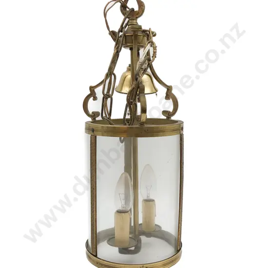 Brass and Glazed Hanging Candelabra Lantern