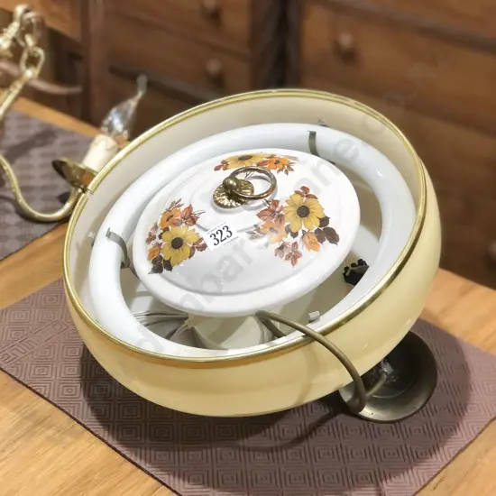 Circular Frosted Glass and Ceramic Base Ceiling Light