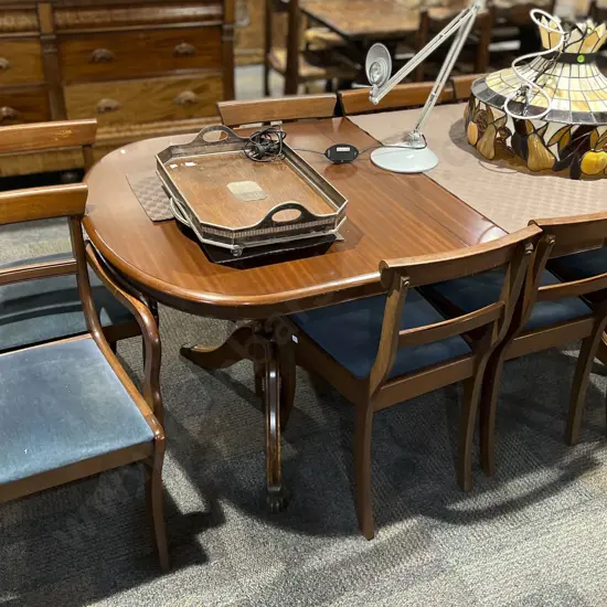 Mahogany Extension Dining Table with Six Chairs and Two Carvers