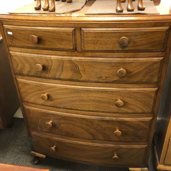 Bow Front Six Drawer Chest of Drawers