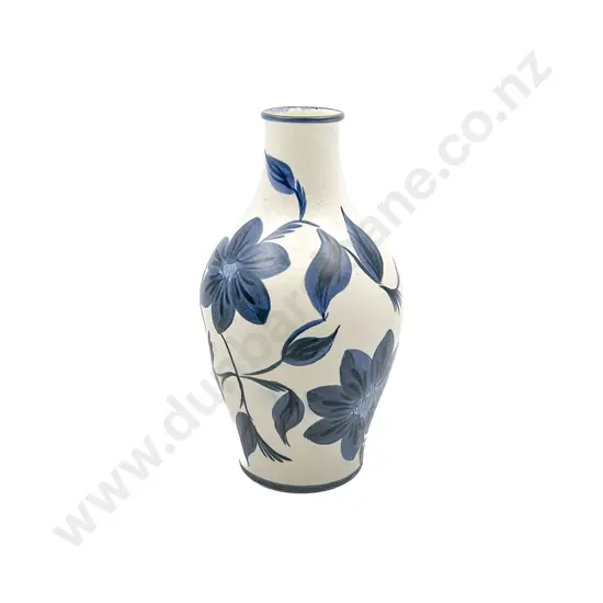 Crown Lynn Blue Floral Vase