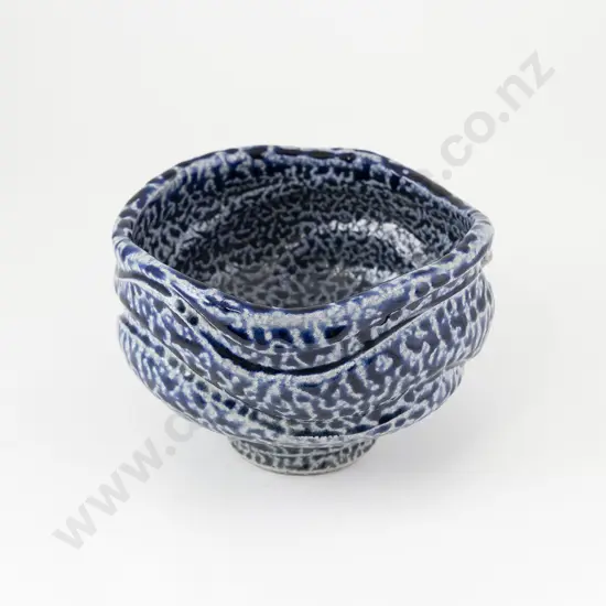 Mirek Smisek Blue Salt Glazed Pedestal Bowl