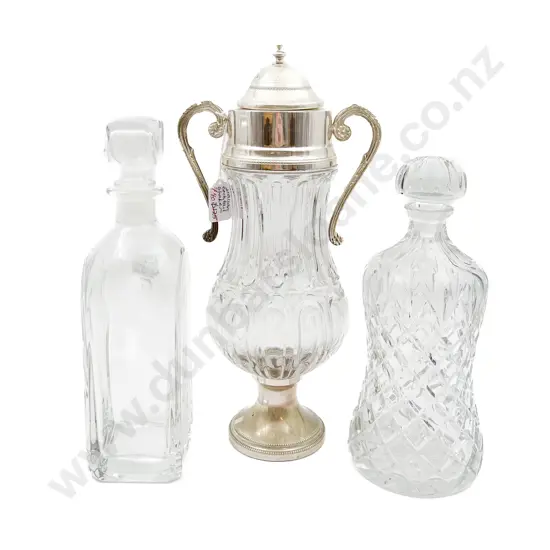 Two Decanters Together with Cocktail Shaker (stopper faults)