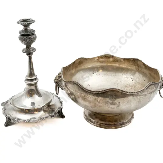 Plated Fruit Bowl Together with Candle Stick