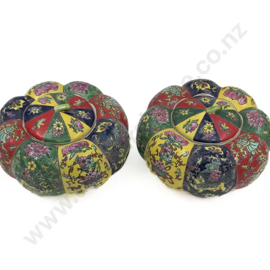 Pair of Pumpkin Form Chinese Boxes