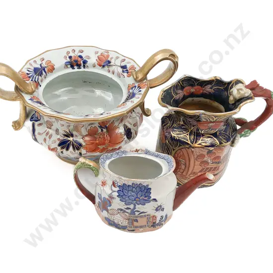 Vict Ironstone Jug, Tureen & Teapot (faults)