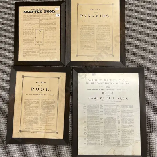 Four Framed Pool Hall Vintage Posters