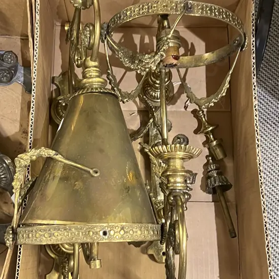 Two Vintage Brass Wall Lights (faults)