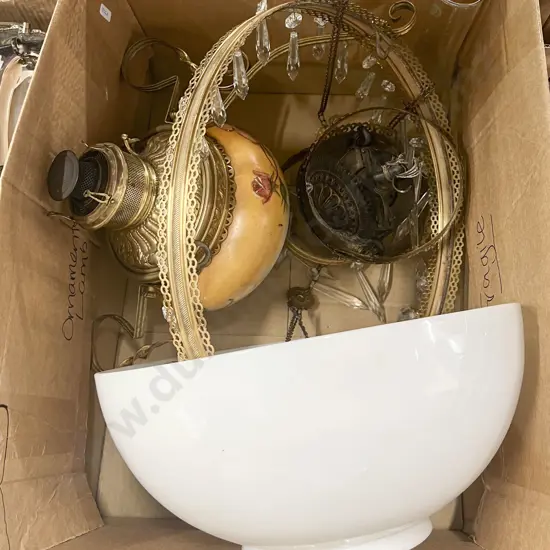 Kerosene Lamp Chandelier with Lustres (requires attention)