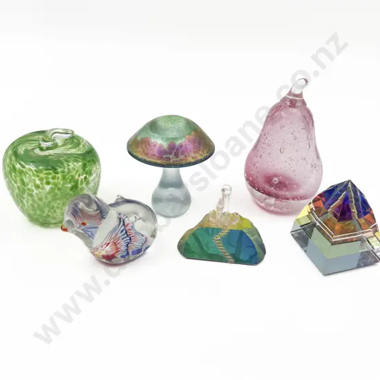 Quantity of Assorted Art Glass Paperweights & Ornaments (6)