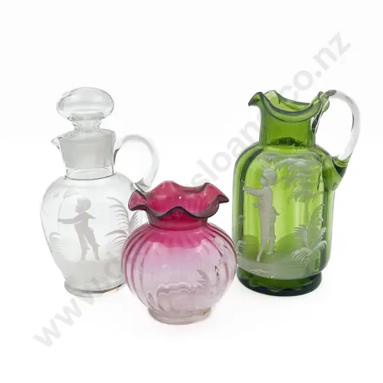 Three Pieces of Mary Gregory Glass (faults)