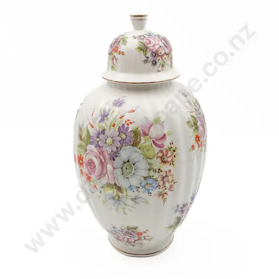 Floral Decorated Lidded Urn