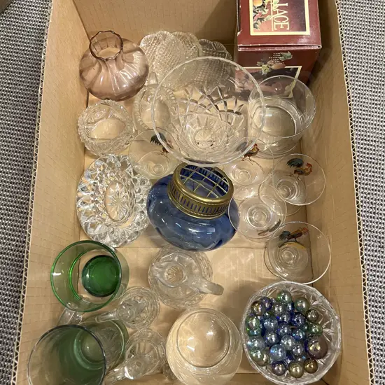 Box of Assorted Crystal & Glassware