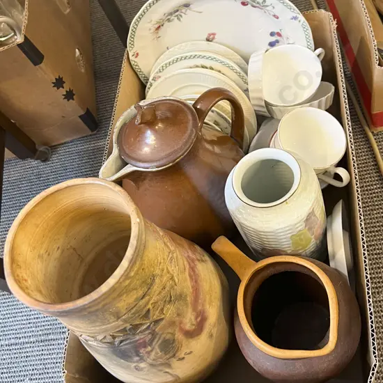 Box of Assorted China & Vases