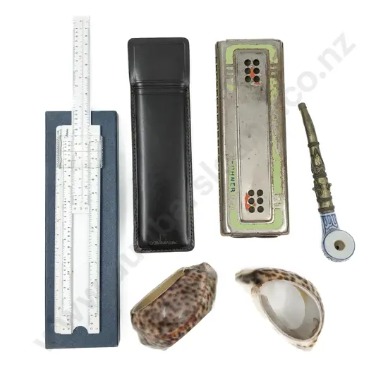 Small Qty of Assorted Including Hohner Harmonica and Sea Shell Napkin Rings