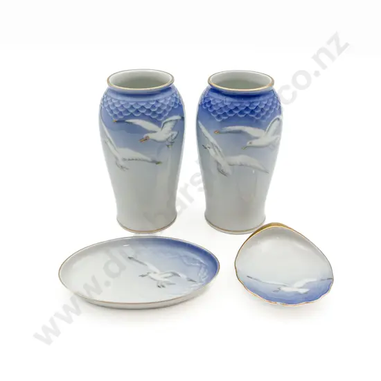 Two B&G Vases & Two Pin Dishes