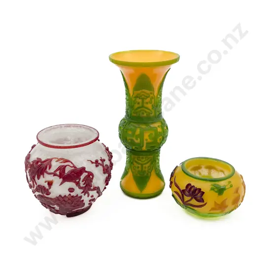 Three Cameo Glass Vases (faults)