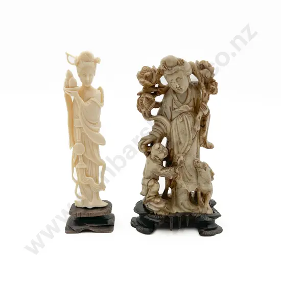 Ivory Figure together with Soapstone Figure
