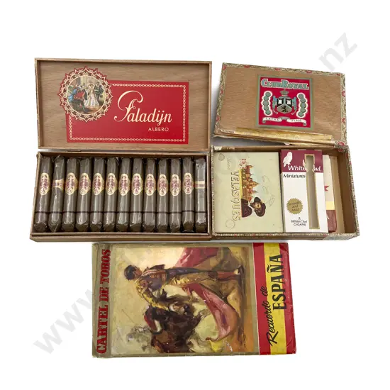 Two Cigar Boxes One with Cigars etc