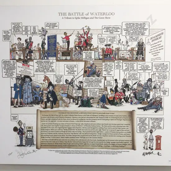 A.J Kentuck 'The Battle Of Waterloo' Comic Strip Printed on Board