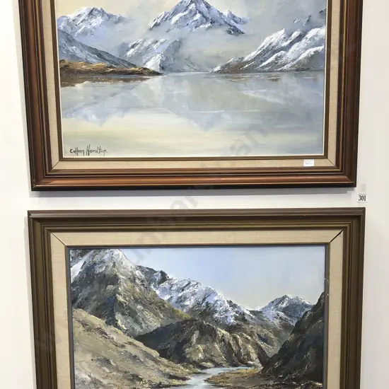Two Oil on Board Mountainscapes by Colleen Hamilton
