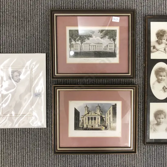 Two framed Historical Prints together with Photo Frame and Loose Print