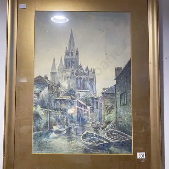 Vintage Watercolour Cathedral Scene