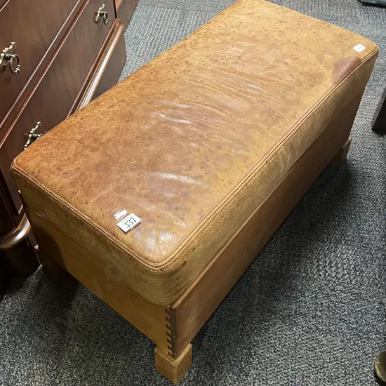 Low Stool with Leather Squab