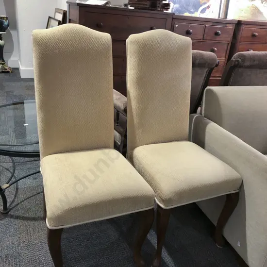 Pair of Georgian Style Upholstered High Back Dining Chairs ( Minor Upholstery Faults)