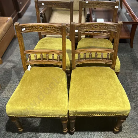 Four Victorian Oak Dining Chairs