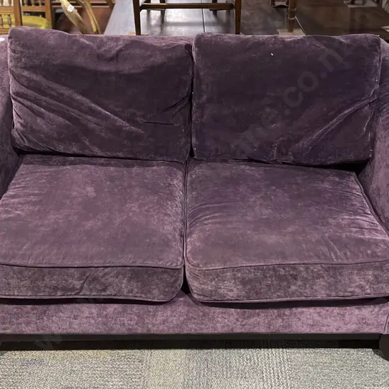 Rolled Arm Velvet Upholstered Two Seater Sofa