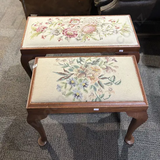 Two Tapestry Top Piano Stools