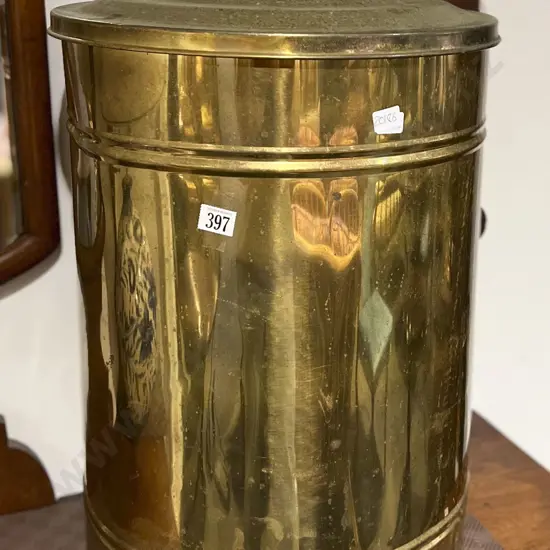 Lidded Brass Coal Bin