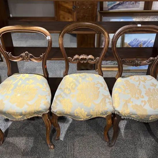 Three Harlequin Balloon Back  Dining Chairs