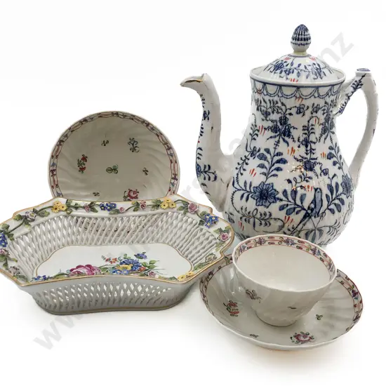 Small Qty of Assorted China including Blue and White Teapot (repair)