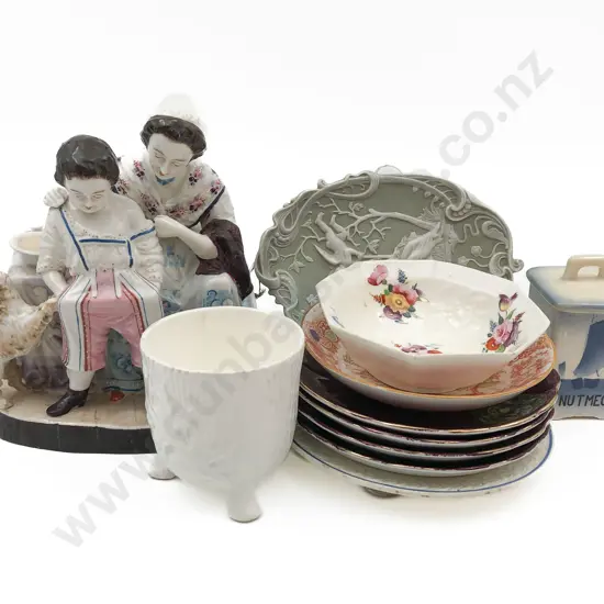 Ceramic Group Figure Together with Small Qty of Fancy China