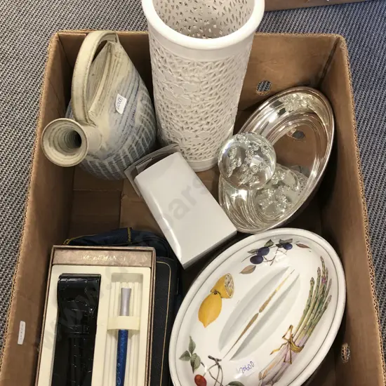 Box of Assorted Including Vase and Evesham Dish