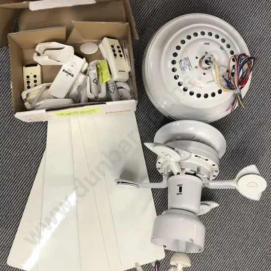 Box of Assorted Ceiling Fans and Accessories
