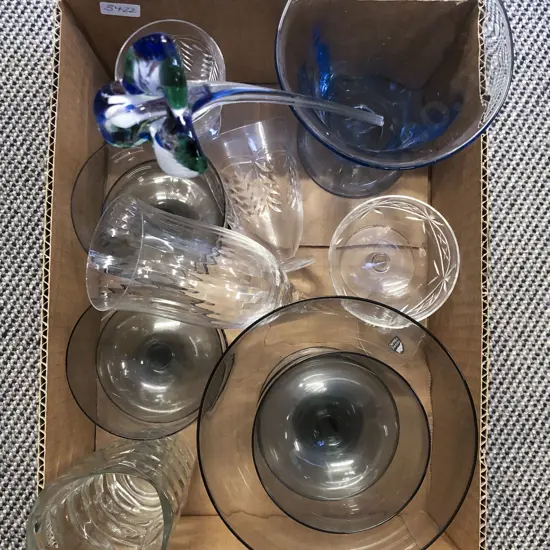 Box of Assorted Crystal and Glassware