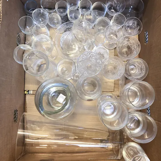 Box of Assorted Crystal and Glassware