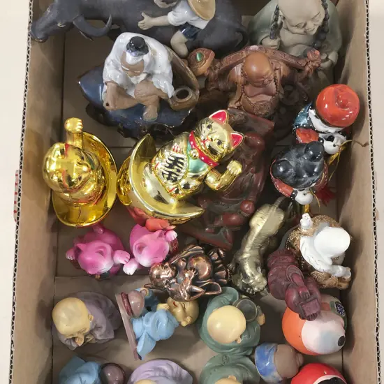 Box of Assorted Asian Ornaments & Figures
