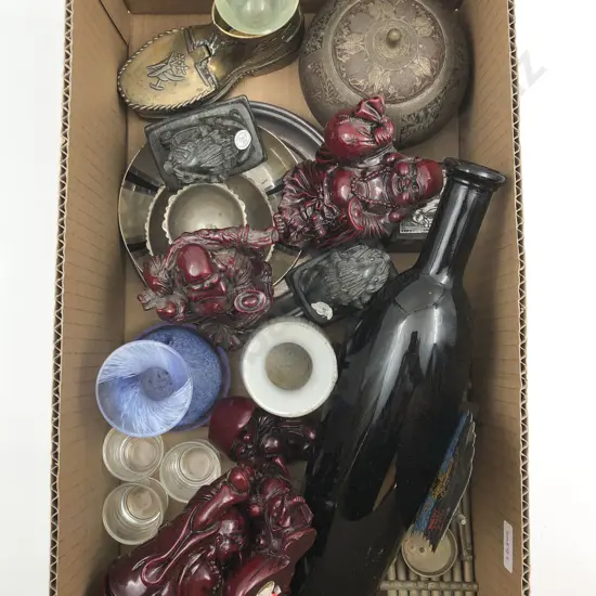Box of Assorted Asian Ornaments etc