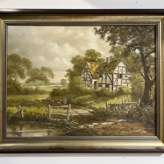 Robert Ixer - Country Cottage Scene - oil on board